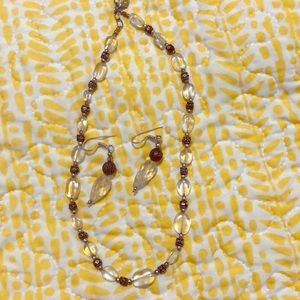 White beads/ silver Indian necklace & earring set